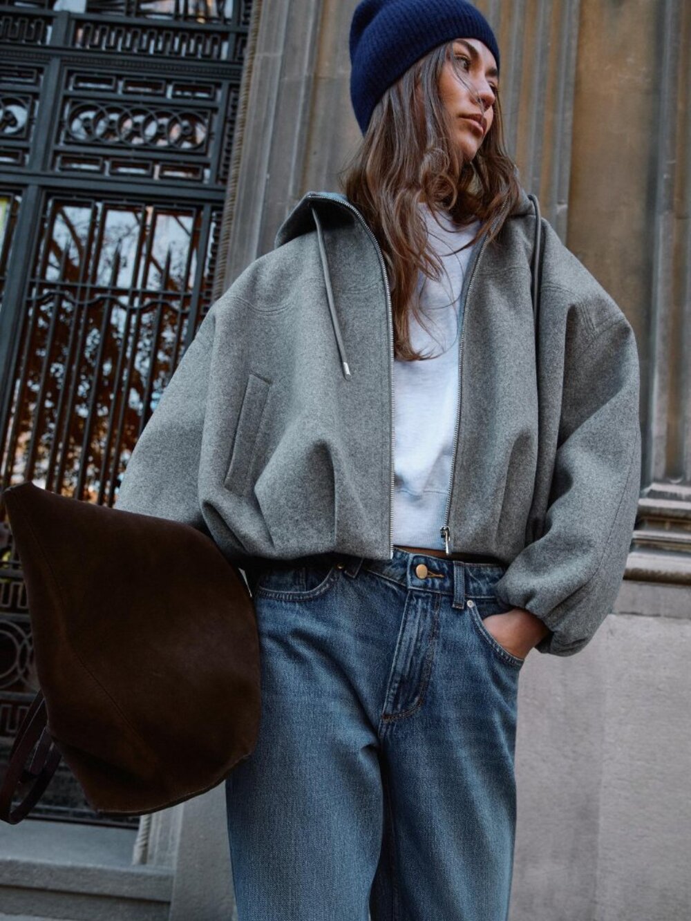 ZARA SOFT HOODIE OVERSIZED BOMBER JACKET